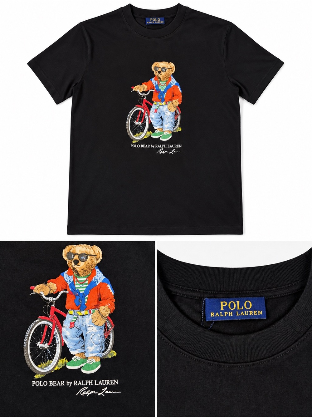 Men’s Polo Ralph Lauren Polo Bear T-Shirt Black Men’s Medium Regular Fit New - Picture 4 of 6